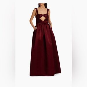 Adam Lippes Francesca Burgundy Silk Cut Out Gown Size 8